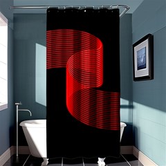 Tape Strip Red Black Amoled Wave Waves Chevron Shower Curtain 36  X 72  (stall)  by Mariart