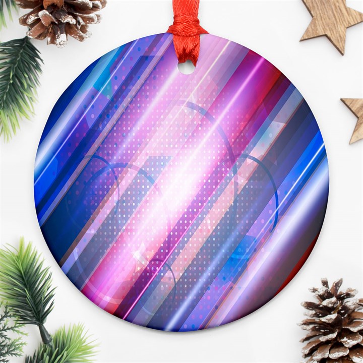 Widescreen Polka Star Space Polkadot Line Light Chevron Waves Circle Ornament (Round)