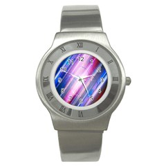 Widescreen Polka Star Space Polkadot Line Light Chevron Waves Circle Stainless Steel Watch