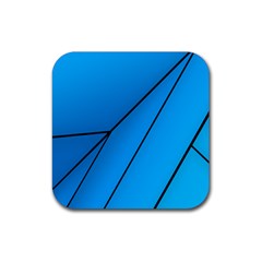 Technical Line Blue Black Rubber Coaster (square)  by Mariart