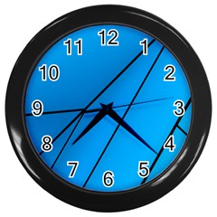 Technical Line Blue Black Wall Clocks (black) by Mariart