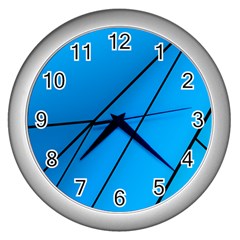 Technical Line Blue Black Wall Clocks (silver)  by Mariart