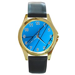 Technical Line Blue Black Round Gold Metal Watch by Mariart