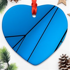 Technical Line Blue Black Heart Ornament (two Sides) by Mariart