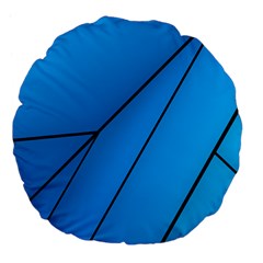 Technical Line Blue Black Large 18  Premium Flano Round Cushions by Mariart