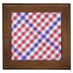 Webbing Wicker Art Red Bluw White Framed Tiles by Mariart