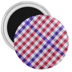 Webbing Wicker Art Red Bluw White 3  Magnets