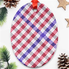 Webbing Wicker Art Red Bluw White Ornament (oval) by Mariart