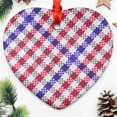 Webbing Wicker Art Red Bluw White Ornament (heart) by Mariart