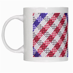 Webbing Wicker Art Red Bluw White White Mugs