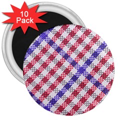 Webbing Wicker Art Red Bluw White 3  Magnets (10 Pack)  by Mariart