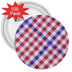 Webbing Wicker Art Red Bluw White 3  Buttons (100 Pack) 