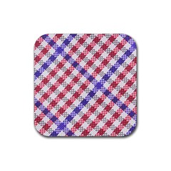 Webbing Wicker Art Red Bluw White Rubber Coaster (square) 