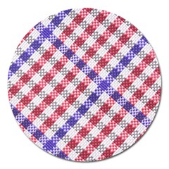 Webbing Wicker Art Red Bluw White Magnet 5  (round)