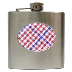 Webbing Wicker Art Red Bluw White Hip Flask (6 Oz)