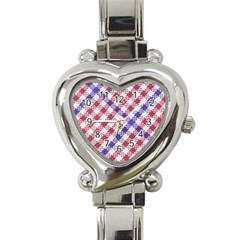 Webbing Wicker Art Red Bluw White Heart Italian Charm Watch by Mariart