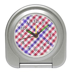 Webbing Wicker Art Red Bluw White Travel Alarm Clocks by Mariart