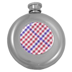 Webbing Wicker Art Red Bluw White Round Hip Flask (5 Oz)