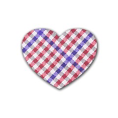 Webbing Wicker Art Red Bluw White Heart Coaster (4 Pack) 