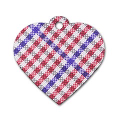 Webbing Wicker Art Red Bluw White Dog Tag Heart (one Side) by Mariart