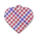 Webbing Wicker Art Red Bluw White Dog Tag Heart (Two Sides) Back