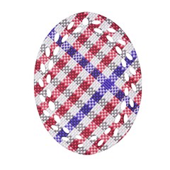 Webbing Wicker Art Red Bluw White Ornament (oval Filigree) by Mariart