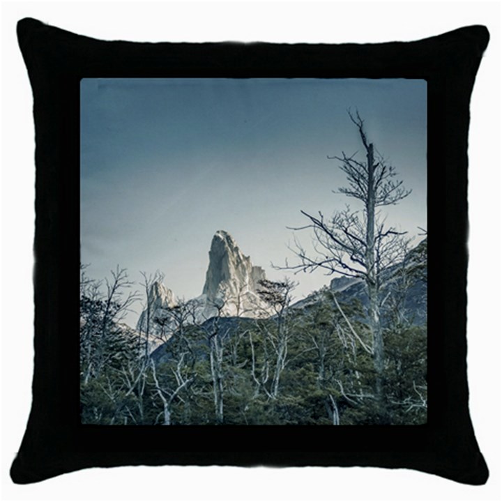 Fitz Roy Mountain, El Chalten Patagonia   Argentina Throw Pillow Case (Black)