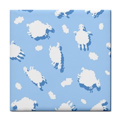 Vector Sheep Clouds Background Tile Coasters by Nexatart