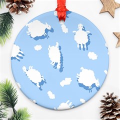 Vector Sheep Clouds Background Ornament (round) by Nexatart