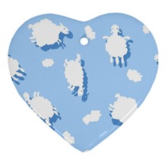 Vector Sheep Clouds Background Ornament (heart) by Nexatart