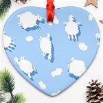 Vector Sheep Clouds Background Ornament (Heart) Front