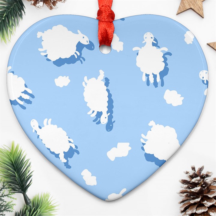 Vector Sheep Clouds Background Ornament (Heart)