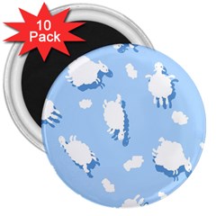 Vector Sheep Clouds Background 3  Magnets (10 Pack)  by Nexatart