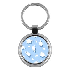 Vector Sheep Clouds Background Key Chains (round)  by Nexatart