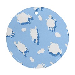 Vector Sheep Clouds Background Round Ornament (two Sides) by Nexatart