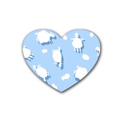 Vector Sheep Clouds Background Heart Coaster (4 Pack)  by Nexatart