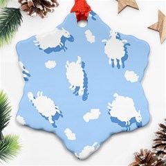 Vector Sheep Clouds Background Snowflake Ornament (two Sides) by Nexatart