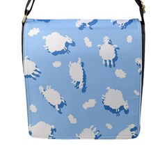 Vector Sheep Clouds Background Flap Messenger Bag (l) 