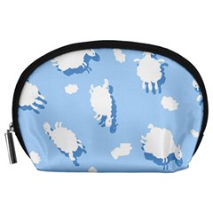 Vector Sheep Clouds Background Accessory Pouches (large)  by Nexatart