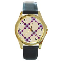 Pattern Background Vector Seamless Round Gold Metal Watch by Nexatart