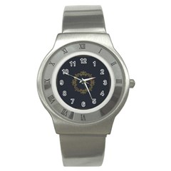 Monogram Vector Logo Round Stainless Steel Watch by Nexatart