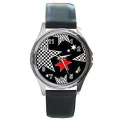 Stars Seamless Pattern Background Round Metal Watch by Nexatart