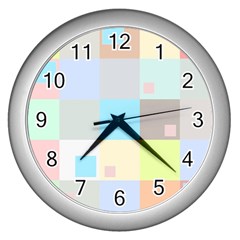 Pastel Diamonds Background Wall Clocks (silver)  by Nexatart