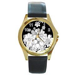 Mandala Calming Coloring Page Round Gold Metal Watch by Nexatart