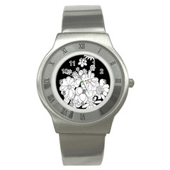 Mandala Calming Coloring Page Stainless Steel Watch by Nexatart