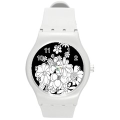 Mandala Calming Coloring Page Round Plastic Sport Watch (m) by Nexatart