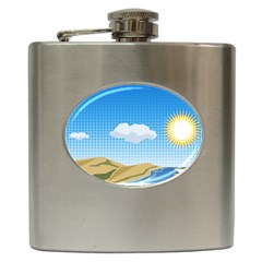 Grid Sky Course Texture Sun Hip Flask (6 Oz) by Nexatart