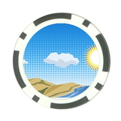 Grid Sky Course Texture Sun Poker Chip Card Guard