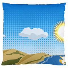 Grid Sky Course Texture Sun Large Flano Cushion Case (two Sides) by Nexatart