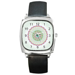 Flower Abstract Floral Square Metal Watch by Nexatart